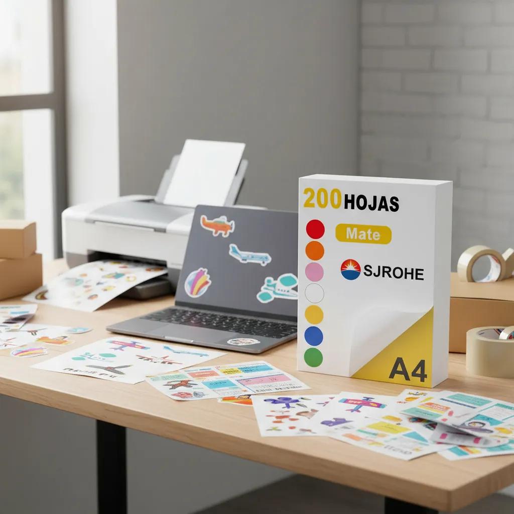 Papel adhesivo mate para stickers