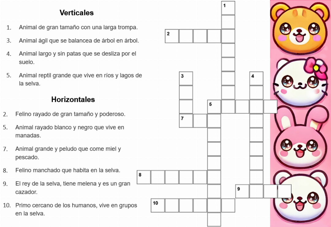 Crucigrama de animales
