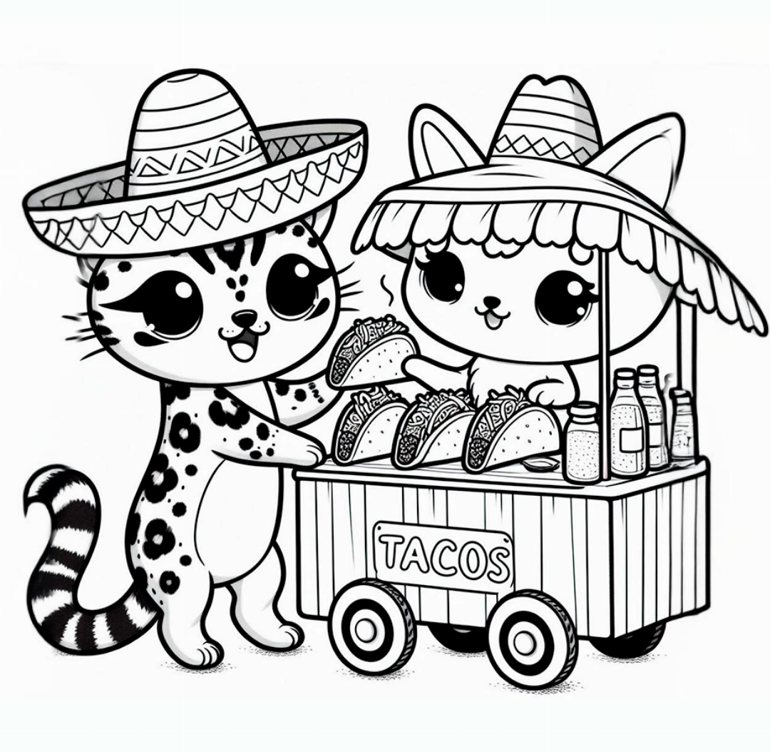 Ocelote comprando tacos